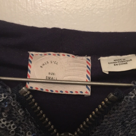 Navy blue sequin hoodie - Picture 3 of 5